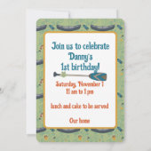 Een Hoppy Camper eerste verjaardag uitnodiging (Achterkant)