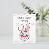 Een Hoppy Easter Kawaii volleybal Bunny Feestdagenkaart (Staand voorkant)