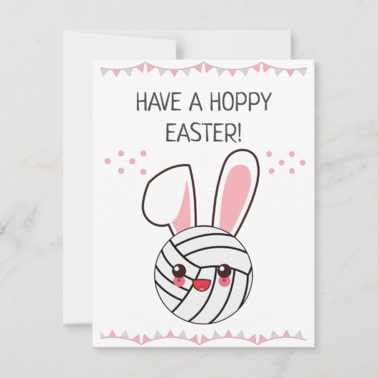 Een Hoppy Easter Kawaii volleybal Bunny Feestdagenkaart (Voorkant)
