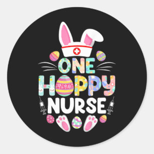Een Hoppy Nurse Funny Paasdag Familie Matching Ronde Sticker