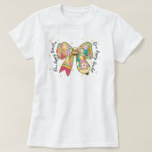 Een Hoppy Teacher Paas T-shirt; Schattigee Bow Coq T-shirt (Design voorkant)