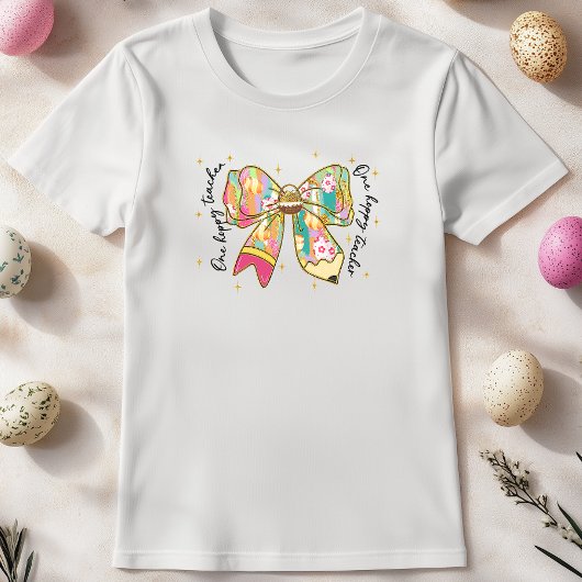 Een Hoppy Teacher Paas T-shirt; Schattigee Bow Coq T-shirt