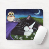 Een horloge | Fantasy Tuxedo Cat Art Muismat (Met muis)