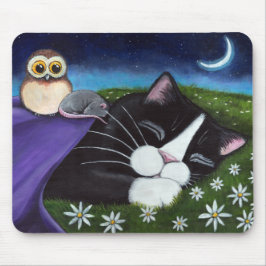 Een horloge | Fantasy Tuxedo Cat Art Muismat