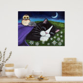 Een horloge | Fantasy Tuxedo Cat Art Poster (Keuken)