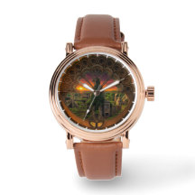 Een horloge met een pauwensymbool erin
