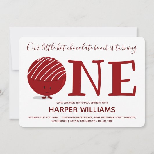 Eén hot Chocolate Bomb First Birthday Kaart (Voorkant)