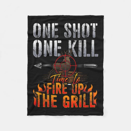 Eén hot One Kill Fire Grill Deer Hunting Fleece Deken (Voorkant)