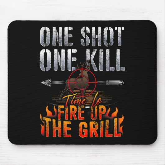 Eén hot One Kill Fire Grill Deer Hunting Muismat (Voorkant)