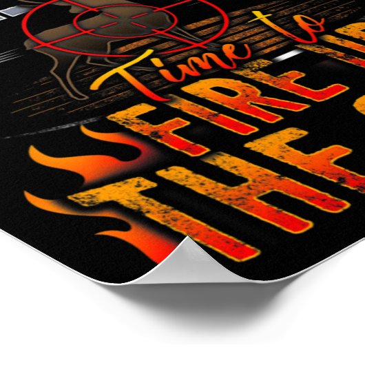Eén hot One Kill Fire Grill Deer Hunting Poster (Hoek)