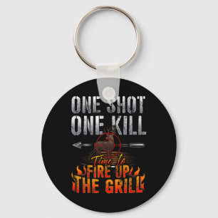 Eén hot One Kill Fire Grill Deer Hunting Sleutelhanger