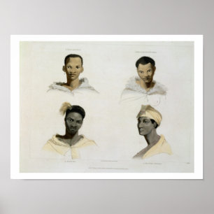 Een Hottentot, een Hottentot-vrouw, een Kaffre, ee Poster