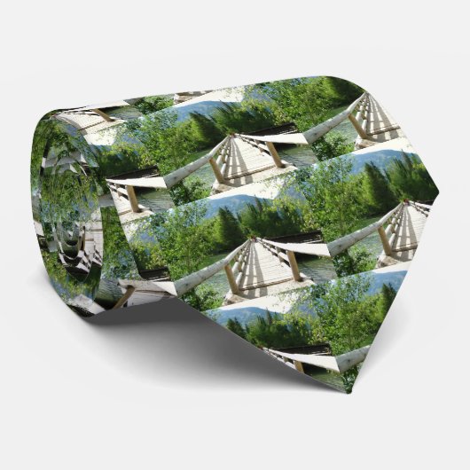 Een houten brug in het nationale park Grand Teton Stropdas (Opgerold)