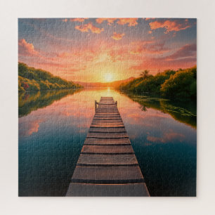 Een houten dok legpuzzel