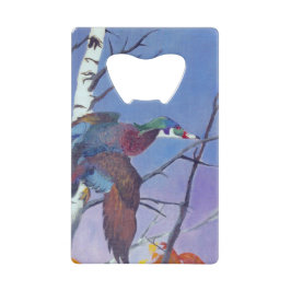 Een houten eend die vliegt creditkaart flessenopener