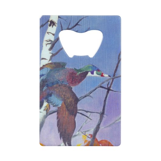 Een houten eend die vliegt creditkaart flessenopener (Voorkant)