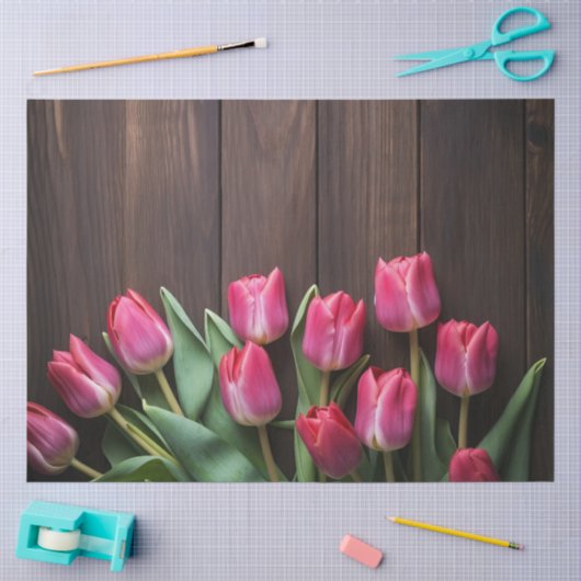 Een houten en tulp serie ontwerp #2 tissuepapier (Craft)