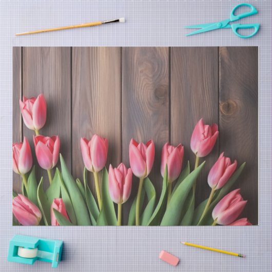Een houten en tulp serie ontwerp #3 tissuepapier (Craft)