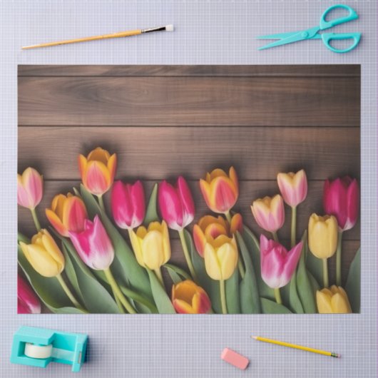 Een houten en tulp serie ontwerp #5 tissuepapier (Craft)