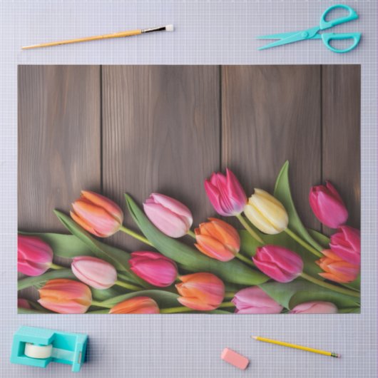 Een houten en tulp serie ontwerp #6 tissuepapier (Craft)