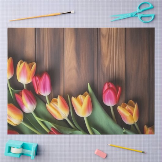 Een houten en tulp serie ontwerp #7 tissuepapier (Craft)