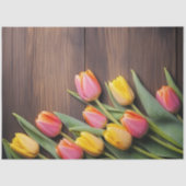 Een houten en tulp serie ontwerp #8 tissuepapier (Voorkant)