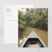 Een houten kano gemaakt van Eucylptusboomvlotten i Briefkaart (Voorkant / Achterkant)