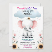 Een houten witte olifant verjaardag 1e verjaardag kaart (Voorkant)