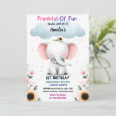 Een houten witte olifant verjaardag 1e verjaardag kaart (Staand voorkant)