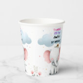 Een houten witte olifant verjaardag 1e verjaardag papieren bekers (Achterkant)