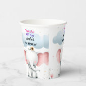 Een houten witte olifant verjaardag 1e verjaardag papieren bekers (Rechts)
