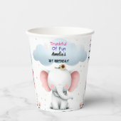 Een houten witte olifant verjaardag 1e verjaardag papieren bekers (Voorkant)