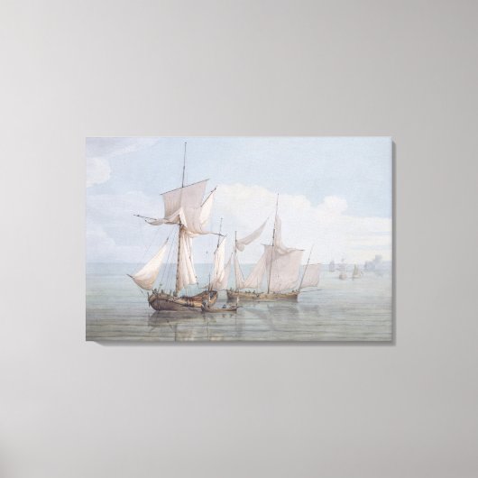 Een Hoy en een Lugger met andere Verzending op een Canvas Afdruk (Voorkant)