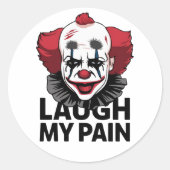 Een huilend clowngezicht ronde sticker (Voorkant)