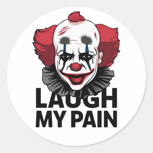 Een huilend clowngezicht ronde sticker (Voorkant)