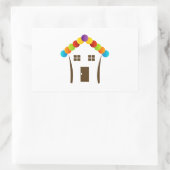 Een huis grafisch met een kleurrijk dak rechthoekige sticker (Tas)
