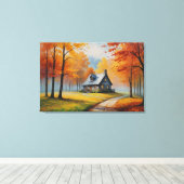 Een huis in de bossen schilderij canvas afdruk (Insitu (Houten vloer))