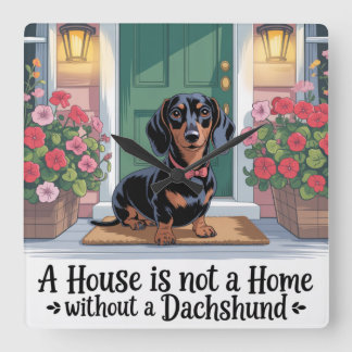 Een huis is geen thuis zonder een Dachshund Vierkante Klok