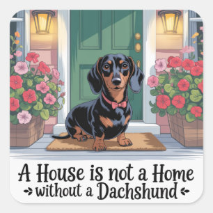 Een huis is geen thuis zonder een Dachshund Vierkante Sticker
