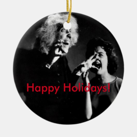 Een huis op Haunted Hill Kerstmis. Keramisch Ornament (Voorkant)