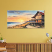 Een huis op het strand schilderen canvas afdruk (Insitu (Woonkamer))