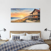 Een huis op het strand schilderen canvas afdruk (Insitu (Slaapkamer))