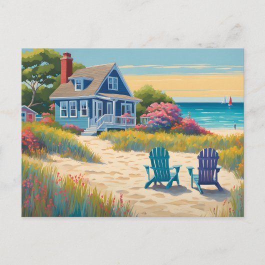 Een huisje aan het strand briefkaart (Voorkant)