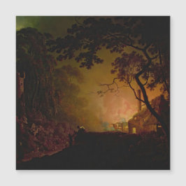 Een huisje in brand 's nachts Joseph Wright of Der