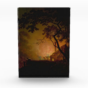 Een huisje in brand 's nachts Joseph Wright of Der Fotoblokken