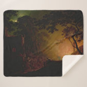 Een huisje in brand 's nachts Joseph Wright of Der Sherpa Deken (Voorkant (horizontaal))