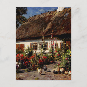 Een huisje tuin met kippen door Peder Monsted Briefkaart