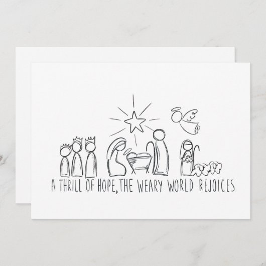 Een Huivering van Hoop Kerststal Schets Feestdagenkaart (Voorkant / Achterkant)