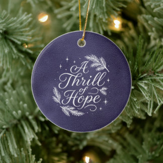 Een Huivering van Hoop Script Elegant Blauw Kerst Keramisch Ornament