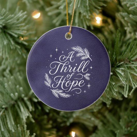Een Huivering van Hoop Script Elegant Blauw Kerst Keramisch Ornament (Boom)
